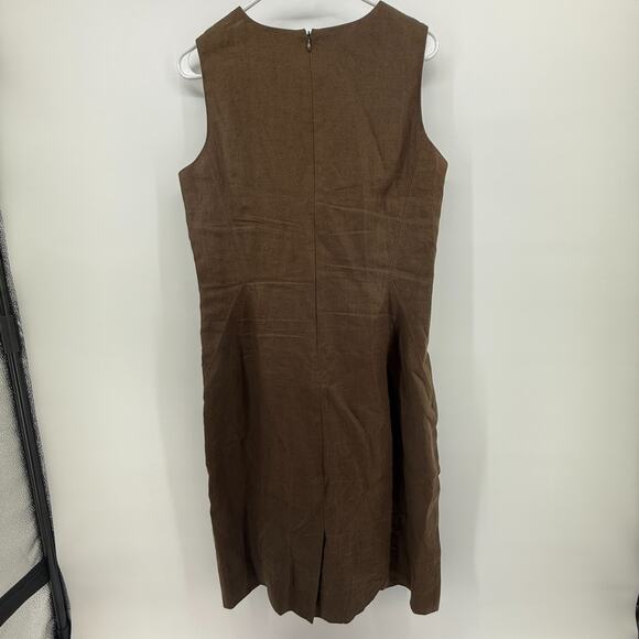 Talbots Brown Linen Sheath Dress Church Office Career Sleeveless Women's Sz 10 - Picture 5 of 14